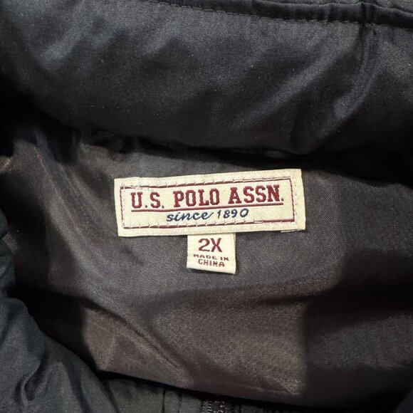US Polo Assn Mens 2X Black Puffer Vest Hooded Full Zip Outdoor Warm Activewear - Picture 11 of 16